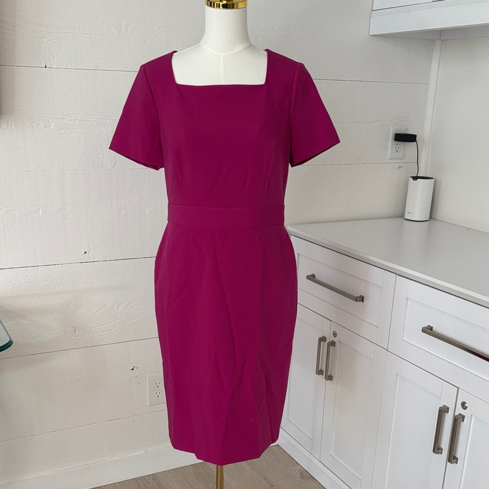 Brooks Brothers NWT Magenta Sheath– Workwear Dress, size 8 Square Neck, $248